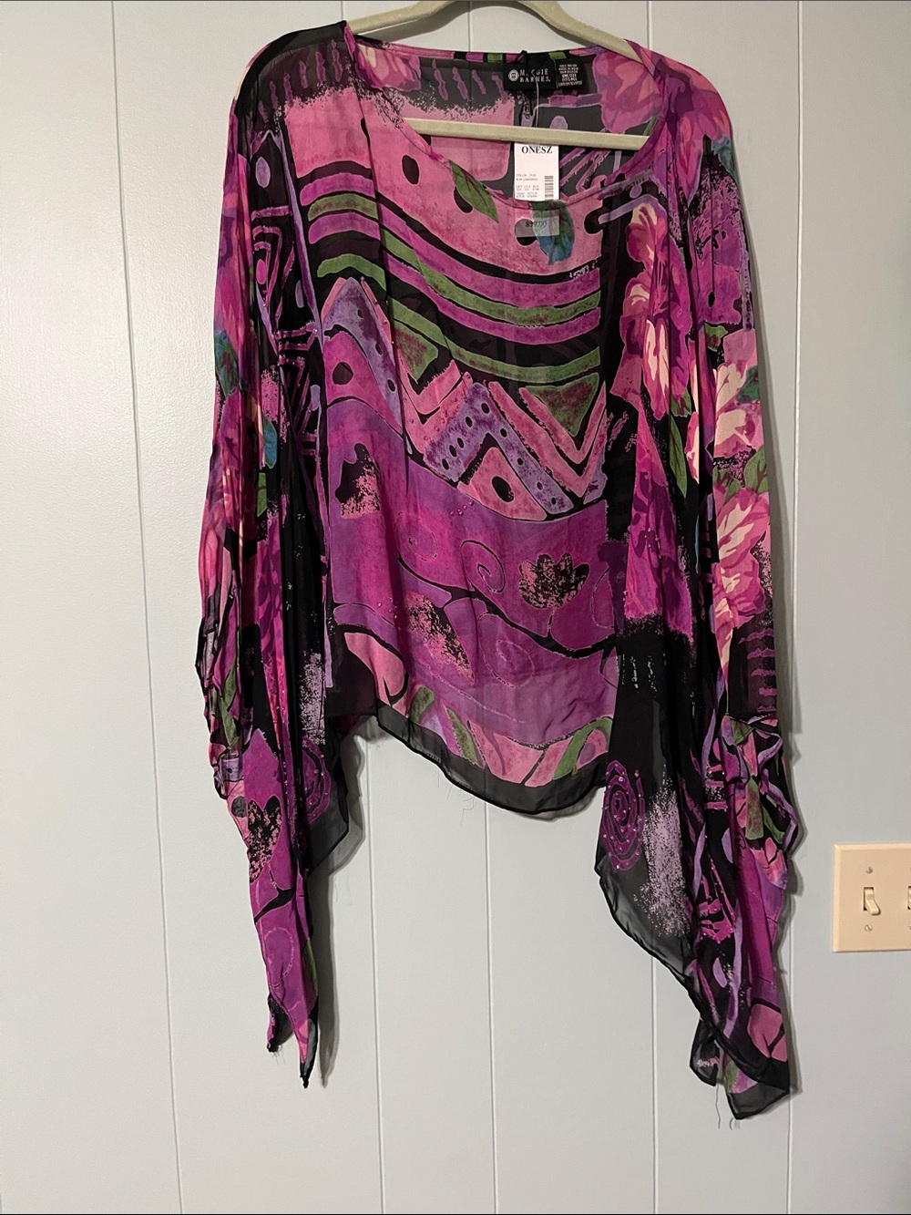 Maggie Barnes Pink, Magenta & Black Watercolor Blouse